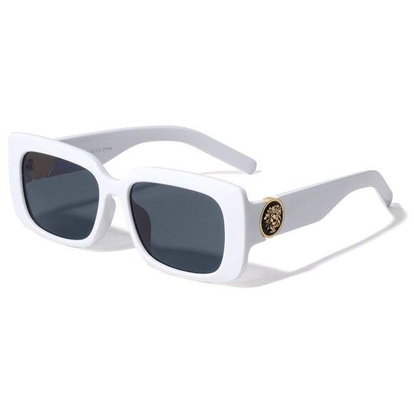 Kleo Protege - Wide Square Side Coin Lion Head Medallion Hip Hop Sunglasses - Picture 1 of 4